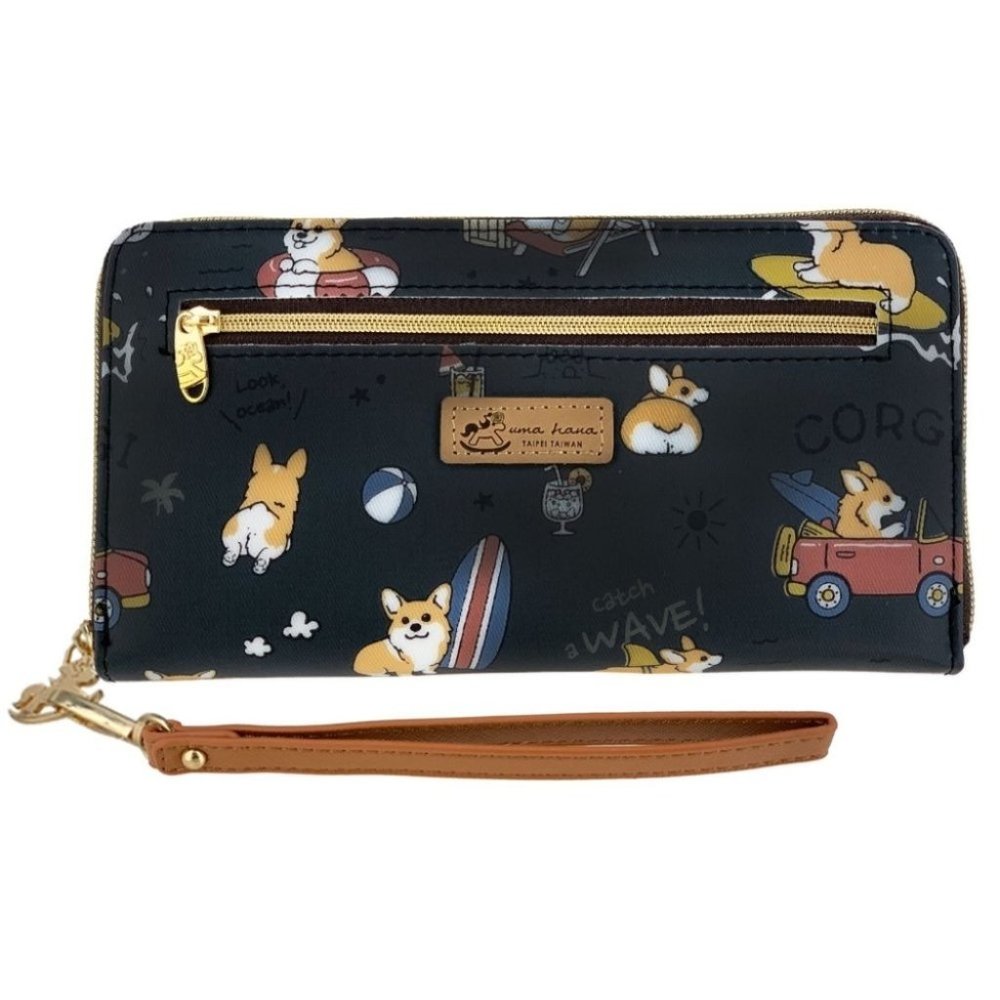 Waterproof Corgi Zipper Wristlet Long Wallet